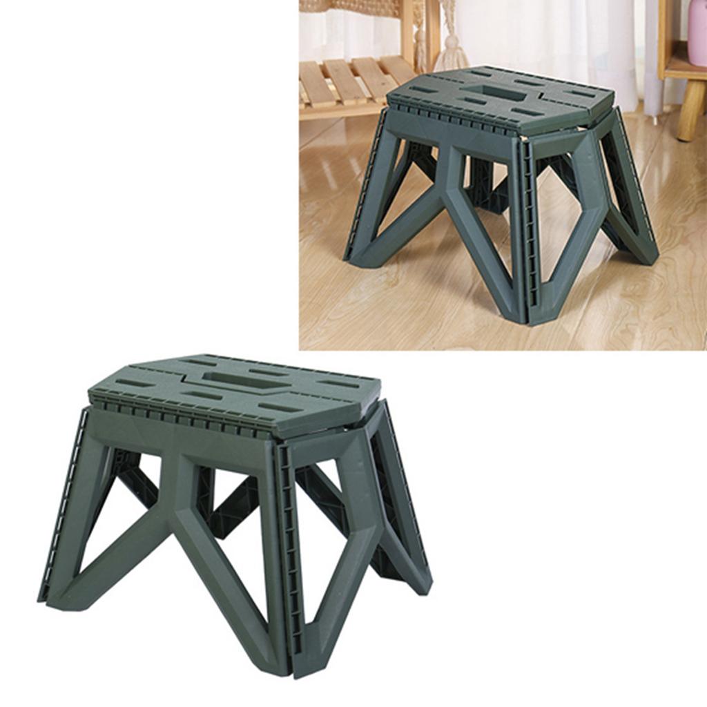 Folding Step Stool Plastic Lightweight Portable Small Kids Step Stool for Outdoor Camping Fishing Picnic Green