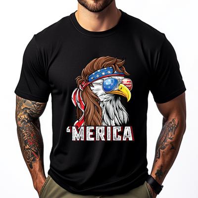 Merica USA American Flag Patriotic 4th of July Bald Eagle Funny Shirts Camiseta Easter Day