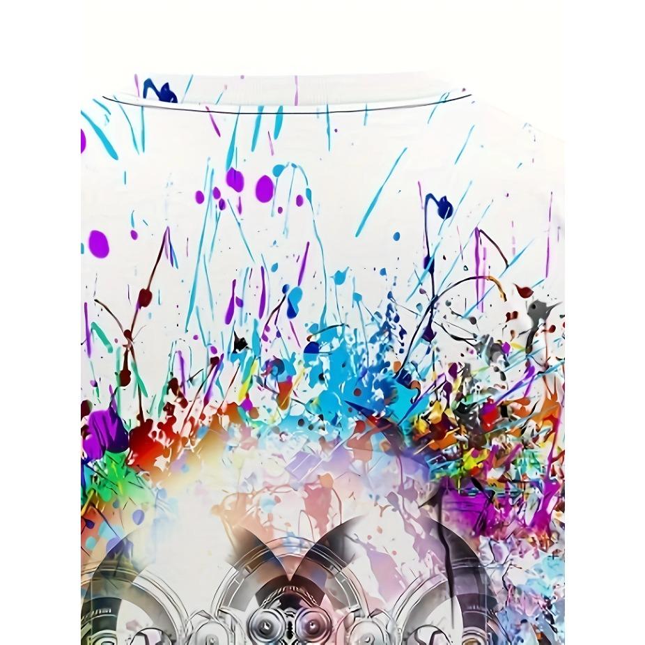 Men's 3D Skull Print T-Shirt Casual Short Sleeve Summer Tee Graphic Design Comfortable Polyester Outdoor Sports & Fitness, Skull T Shirt
