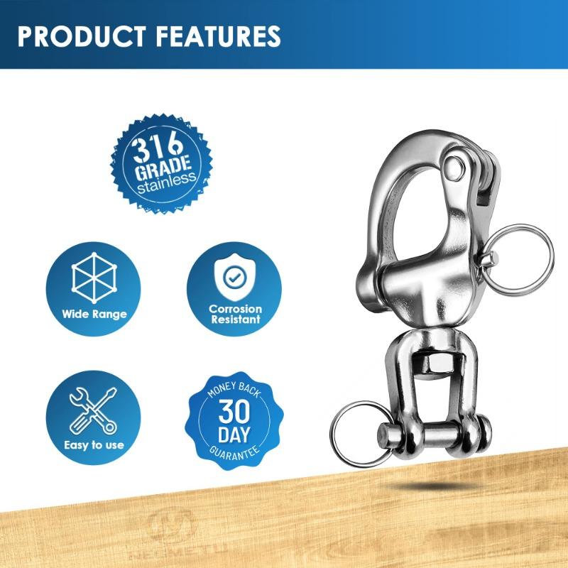70/87/128mm Stainless Steel Swivel Shackle Quick Release Boat Anchor Chain Eye Shackle Swivel Snap Hook For Marine Architectural