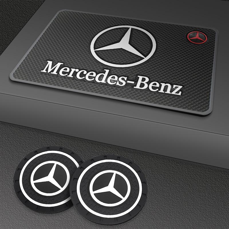 Car Coasters Water Cup Slots Non-Slip Mat For Mercedes Benz AMG G350 G500 G63 S680 GLS600 Anti-skid Coaster Interior Accessories
