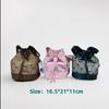 Korean Retro Monogram Bucket Bag with Drawstring and Yankees Letter Print