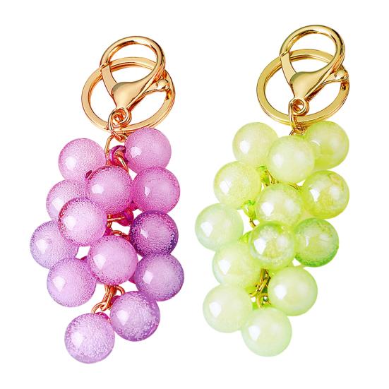 Keychain Pendant Transparent Grape Shape Acrylic Key Chain with with Lobster Clasp Easy To Hang Key Holder Backpack Car Accessory