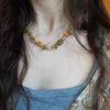 Nature Inspired Floral Bead Necklace Sophisticated Resin Adjustable 45cm Chain Elegant Everyday Accessory