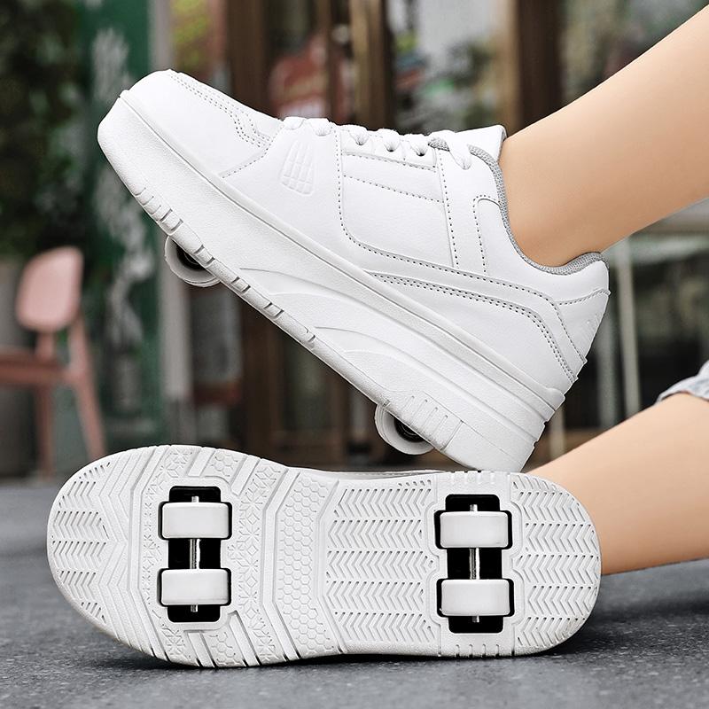29-40 Bambini Smontaggio Quattro Ruote Scarpe Piatti Scarpe da Fuga / Scarpe da Pattinaggio a Rotelle con Ruote per Donna