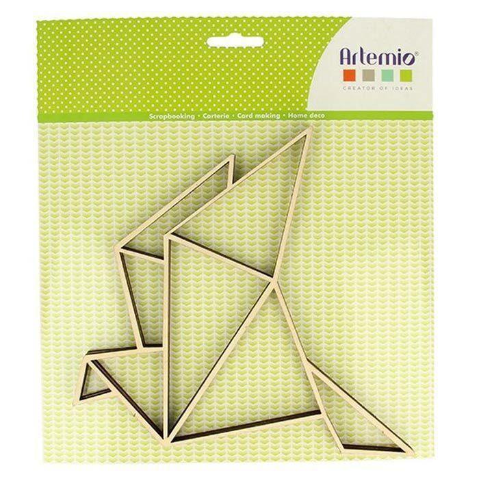 Forme en bois à décorer - ARTEMIO - Cocotte origami - 20 x 20 cm - Décoration moderne - Créativité