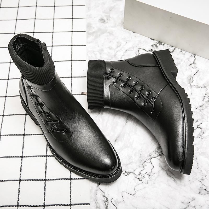 Fashion Luxury Brand Chelsea Men Boots High Top Leather Shoes Fashion Formal Business Ankle Boots Side Zipper Handmade Men Casual Shoes