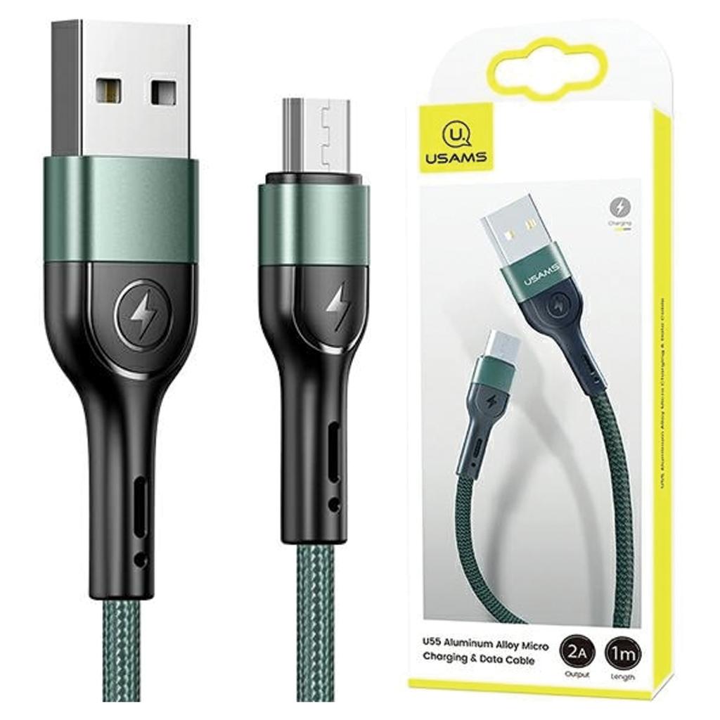Usams Kabel Pleciony U55 2A Micro Usbzielony/Green 1M Sj450Usb02 (Us-Sj450)