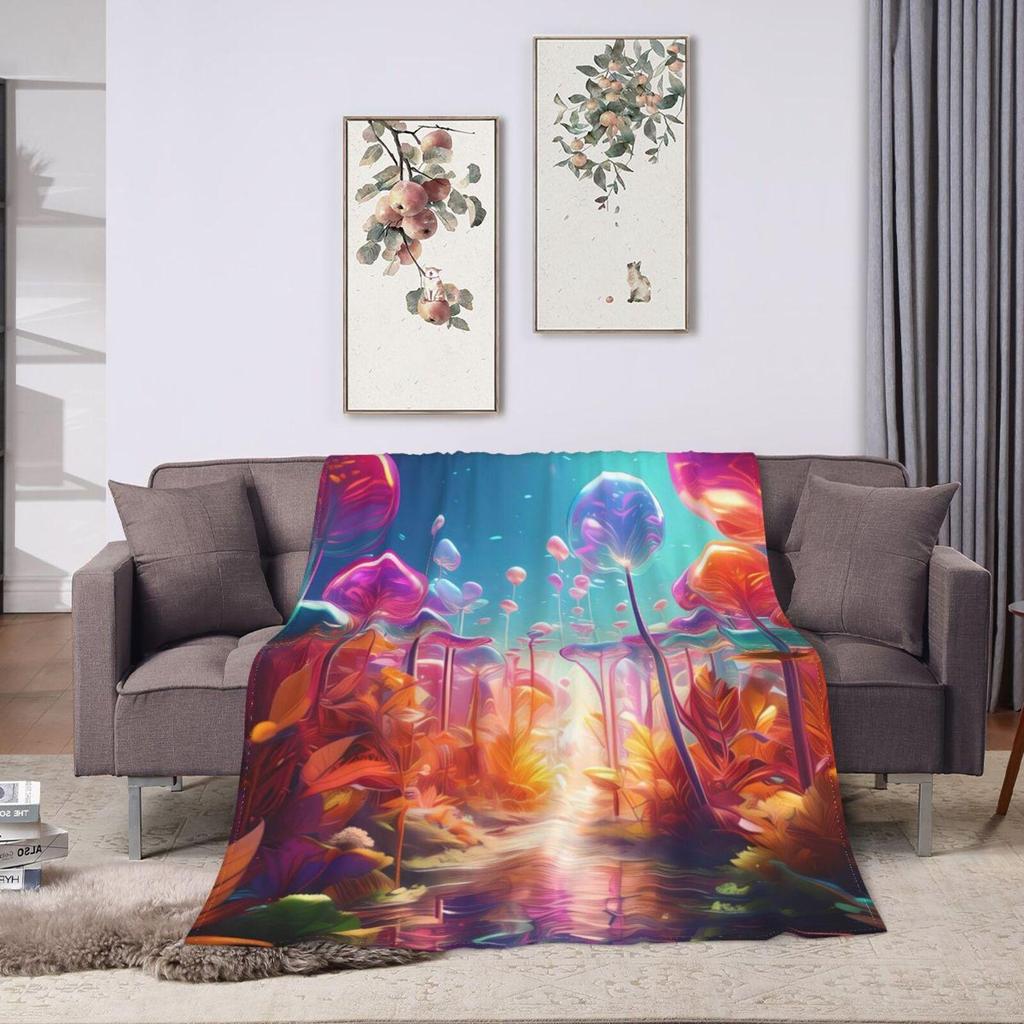 Soft Flannel Fleece Blanket Throw, Psychedelic Balloon Pattern , Lightweight Cozy Throw Blankets for All Season, Bedding Blanket for Sofa