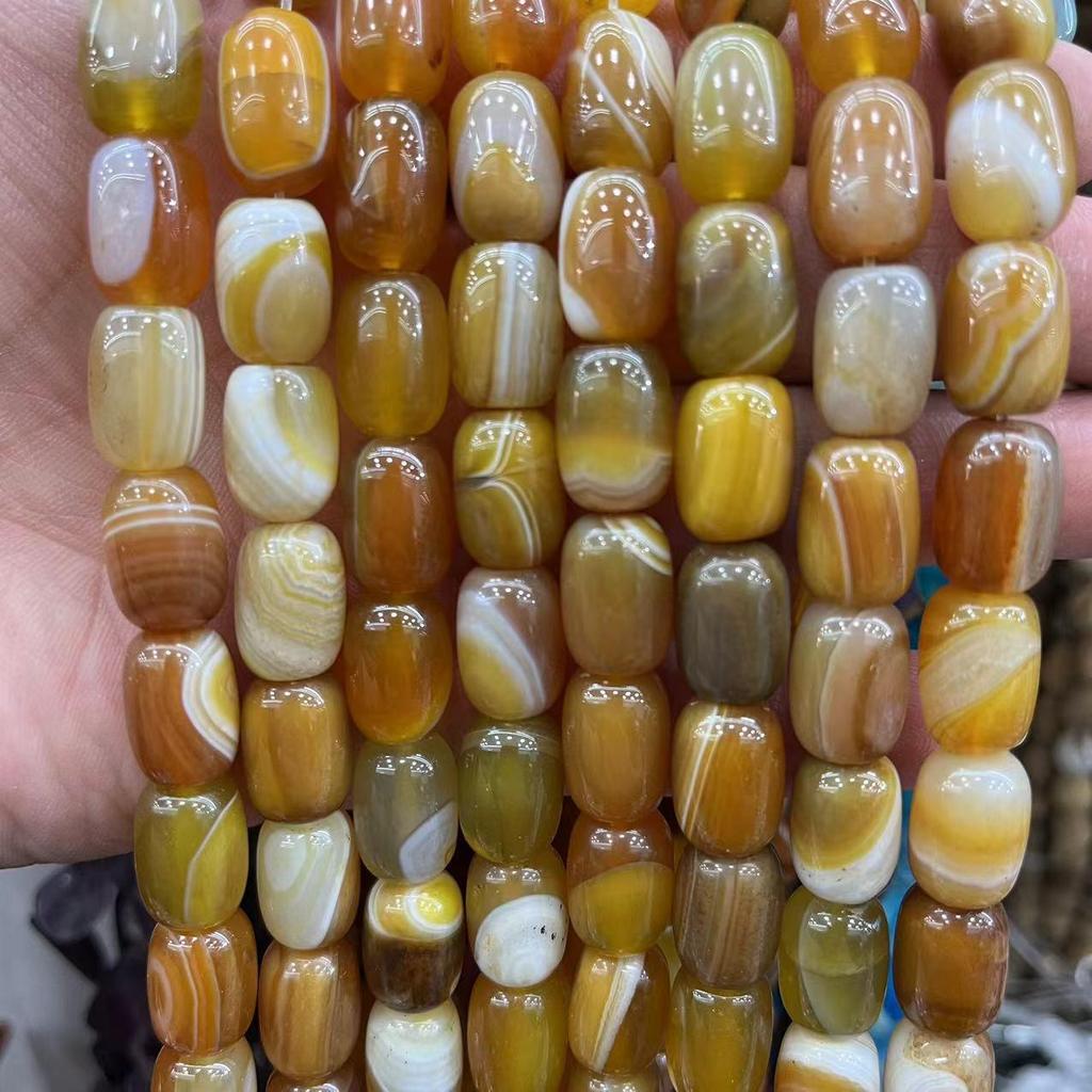 10x14mm Natural Crystal Striped Agate Drum Beads for Jewelry and DIY Accessories