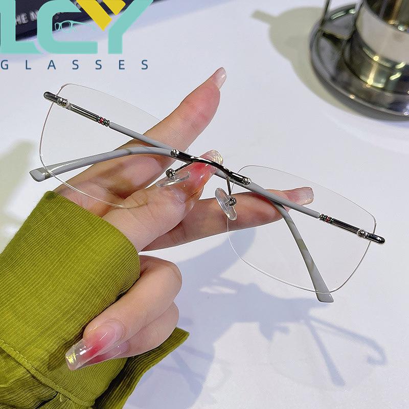 Retro Super Light Rimless Women's Prescription Glasses: Anti-Blue Light, Face Slimming, High-Definition, No-Makeup Look