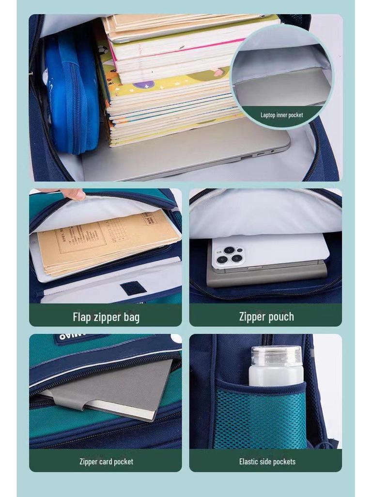 2024 Lightweight Multi-layer Breathable Backpack for Grades 1-6 Elementary Students