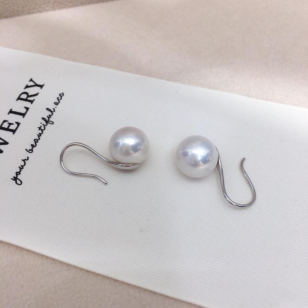 Aurora Natural Freshwater Pearl Hook Earrings - Elegant Round Pearl Jewelry
