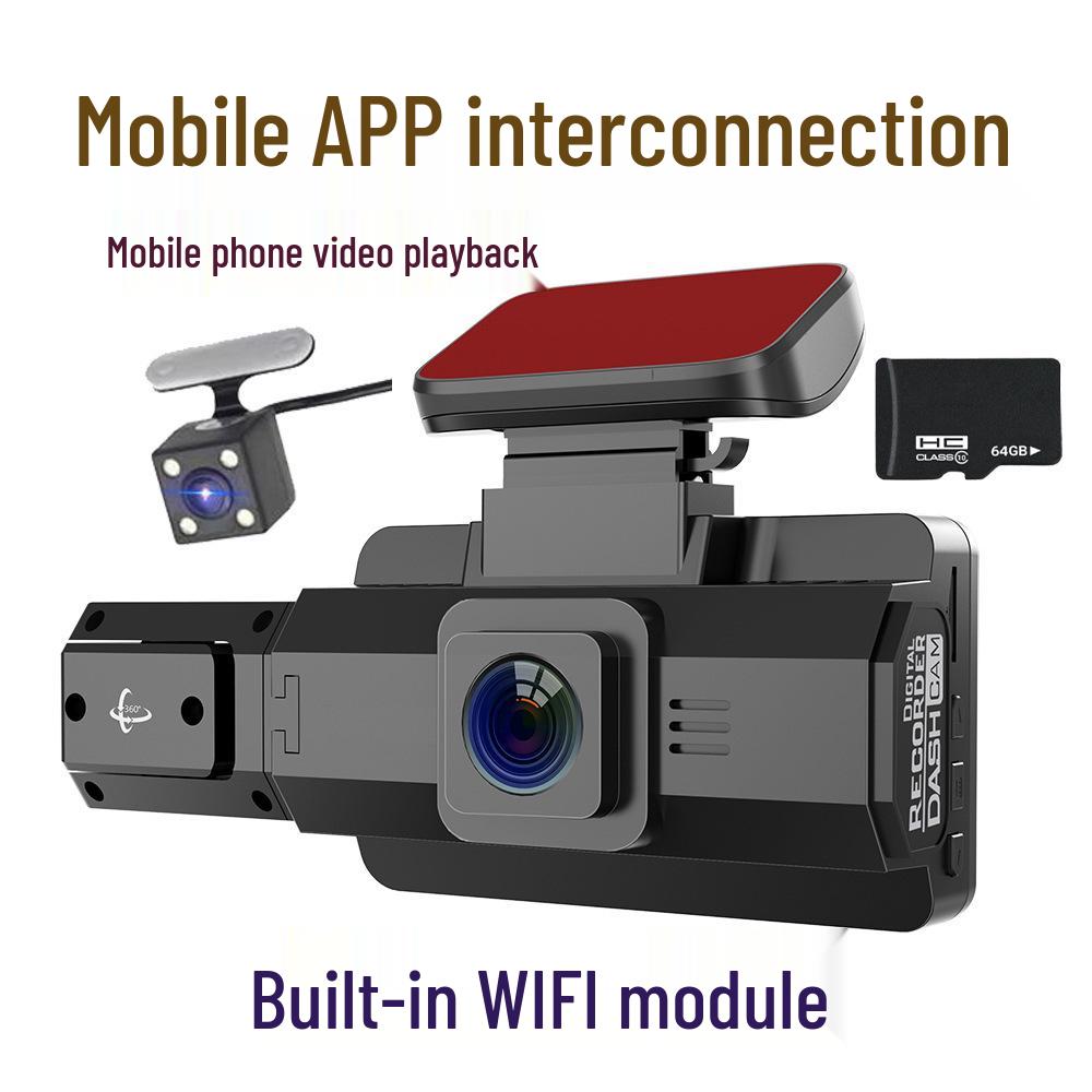 3" 1080P HD Car Dash Cam with Infrared Night Vision, Parking Monitor, and WIFI