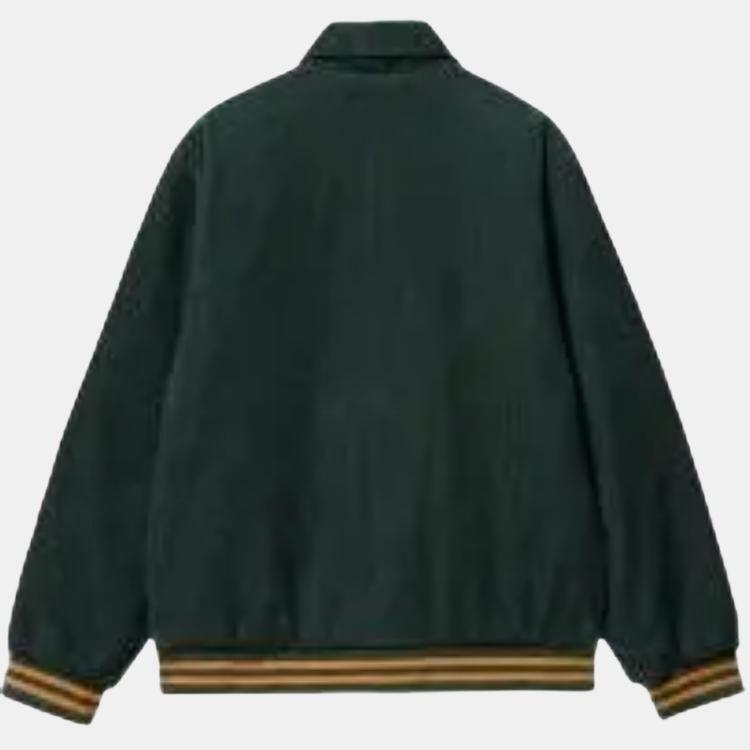 Carhartt WIP FW23 Letterman Jacket Embroidered Letter Collar Single-Breasted Loose Jacket Unisex jackets Exploration-Green I032436-1SG-XX