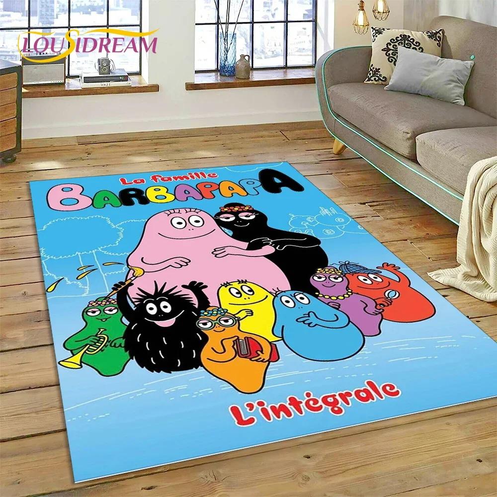 Cartoon Les Barbapapa Family Carpet Rug for Bedroom Living Room Home Sofa Decoration,Children Game Large Decor Floor Mat Gift