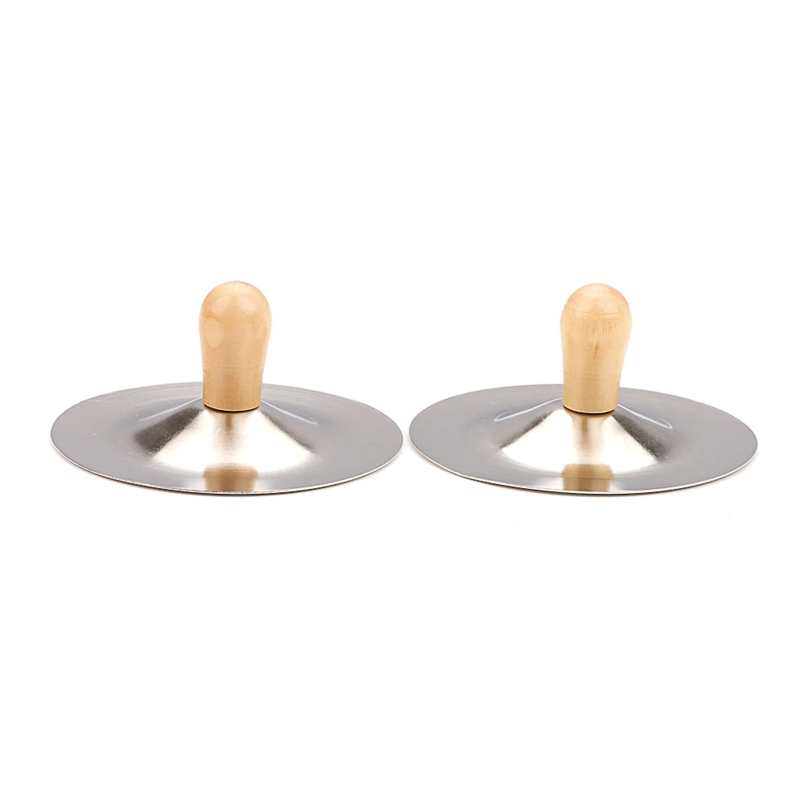 Belly Dancing Cymbals Finger Cymbals with Wooden Handles Childrens Musical Toy Mini Marching Cymbals for Rhythm Band