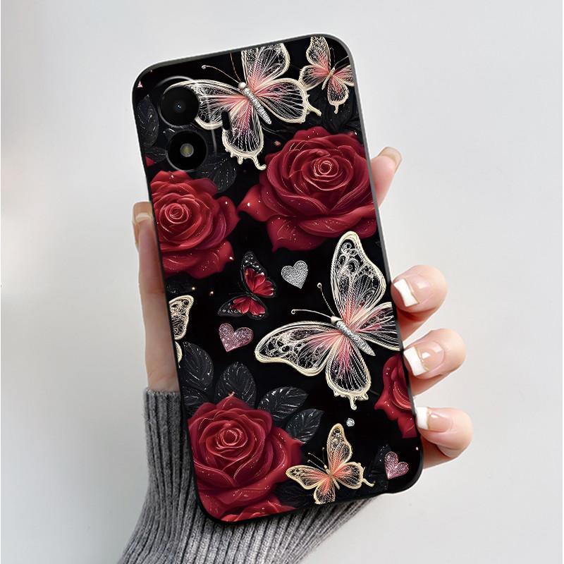 Husă de telefon imprimată pentru TCL K70 SE (T453D) Huse Capă Silicon Moale Negru Carcasă Flori Drăguțe Desene Animate Carcasă Coque