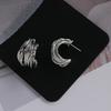 Silver Needle Geometric Heart Hoop Earrings - Retro & High-End Style for a Bold Look