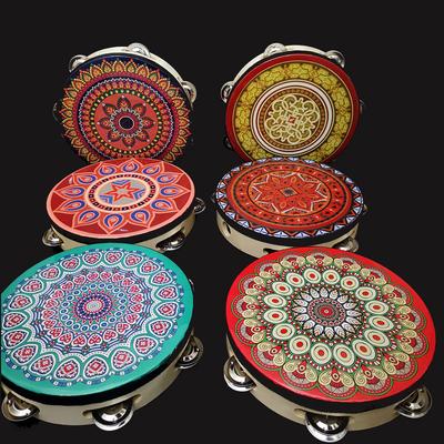 8 Inch Tambourine Handbell Hand Drum Colourful Wooden Tambourine For Dance Concerts Percussion Instrument For Kids Game