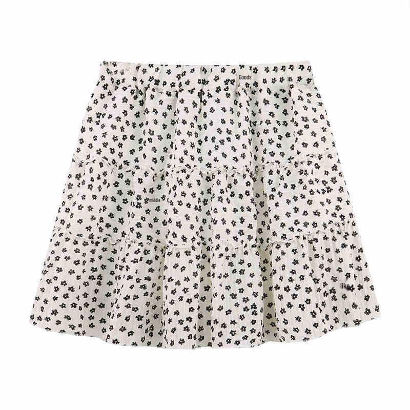 

Korean-Style Floral A-Line Midi Skirt for Women - Spring/Summer 2025, High-Waist, Petite Fit, Short Cake Design. Extra Large білий