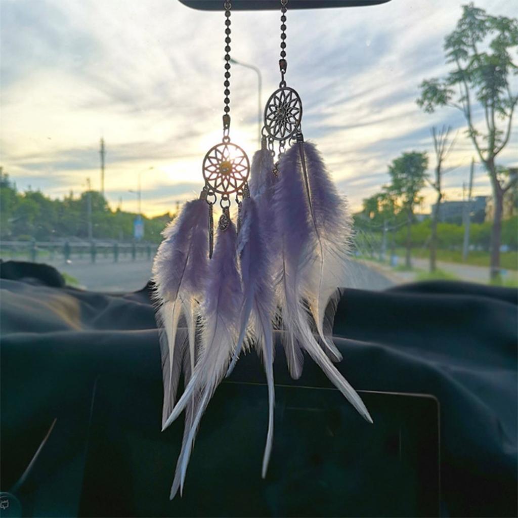 Catcher Car Rearview Mirror Pendant Feather Decor Auto Ornament Hang Charm