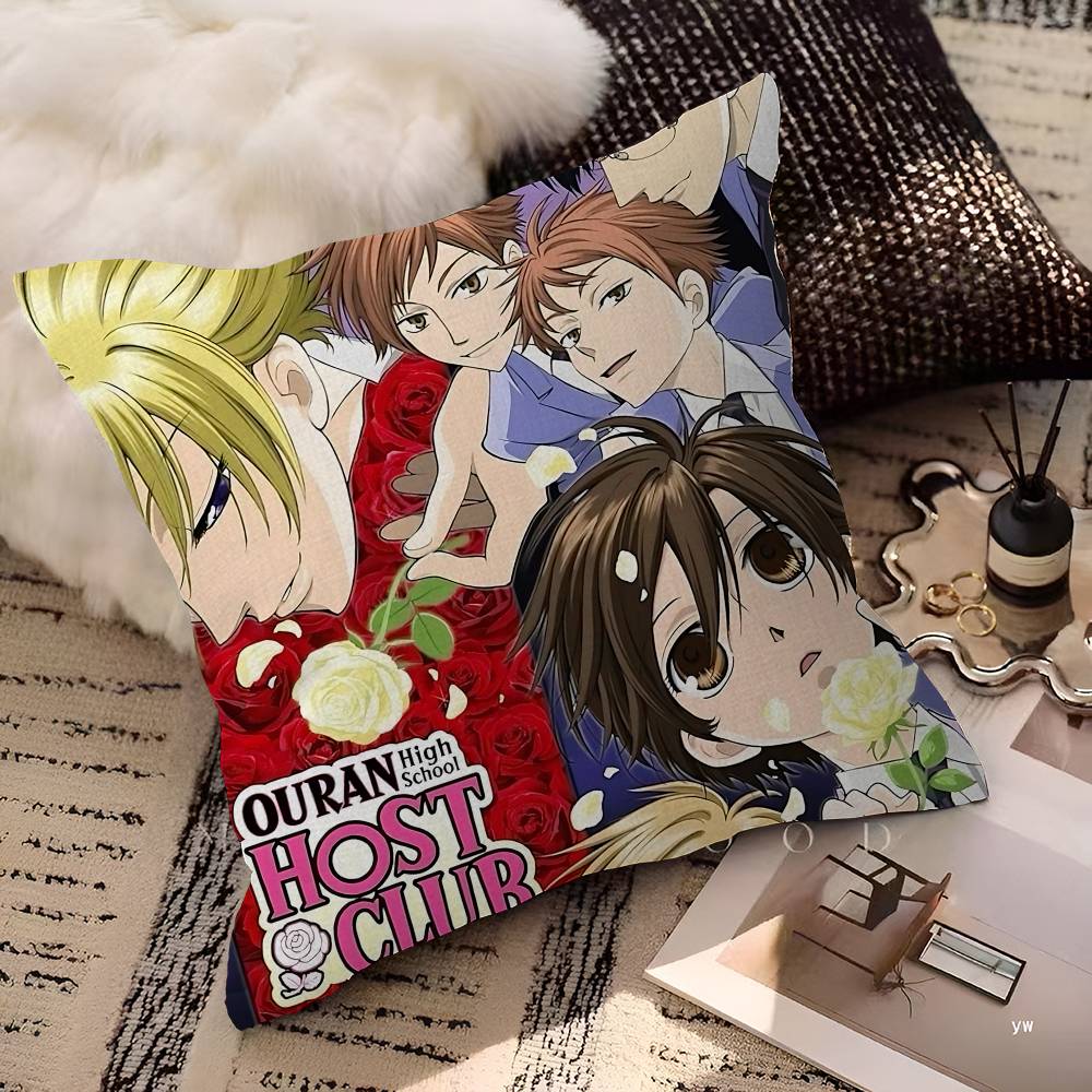Classics Anime Ouran High School Host Club Pillow Covers Cartoon Sofa Home Double-sided Printing Short Plush Cushion Cover