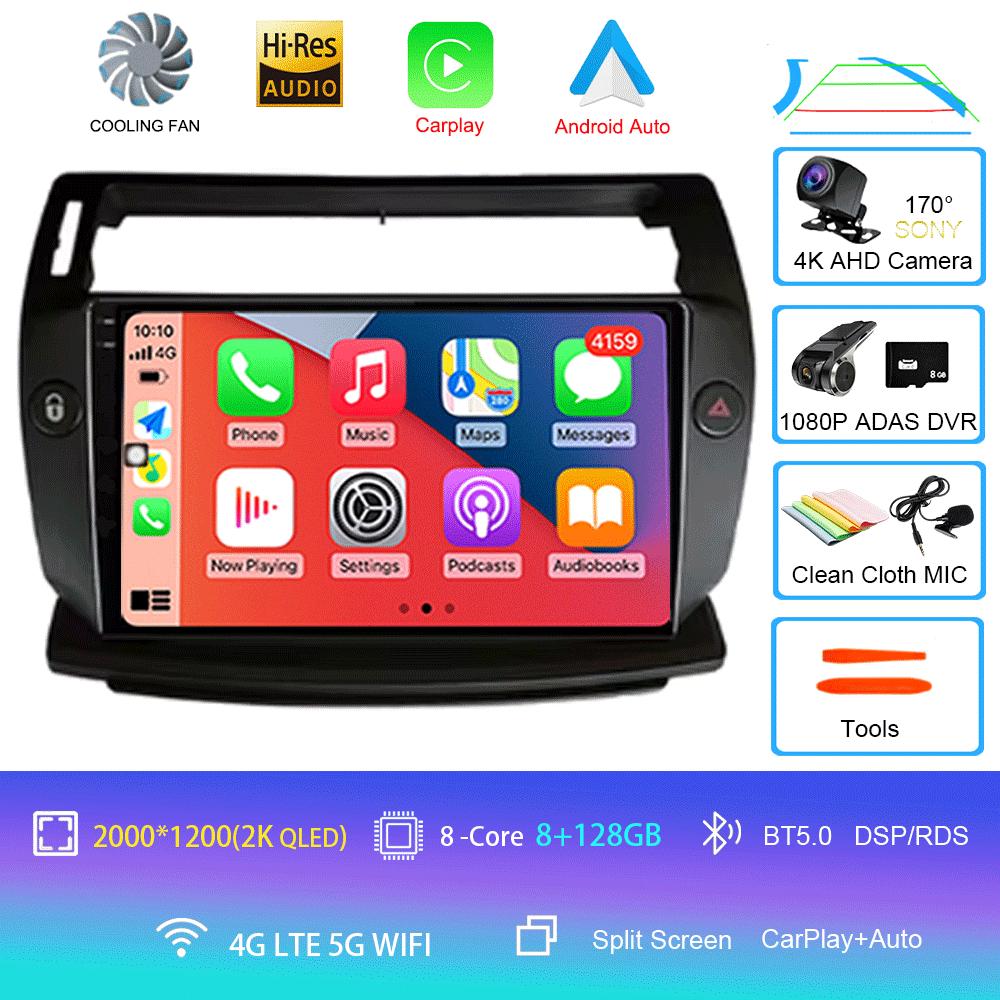For Citroen C4 C-Triomphe C-Quatre 2004 - 2012 Screen Android 14 Car Radio Multimedia Player CarPlay Android Auto Car 4G WiFi