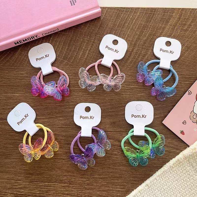 2 szt. Nowy śliczny brązujący motyl księżniczka nakrycia głowy dzieci elastyczne opaski do włosów dziecięce gumki do włosów liny akcesoria dziewczęce stroik dziecięcy