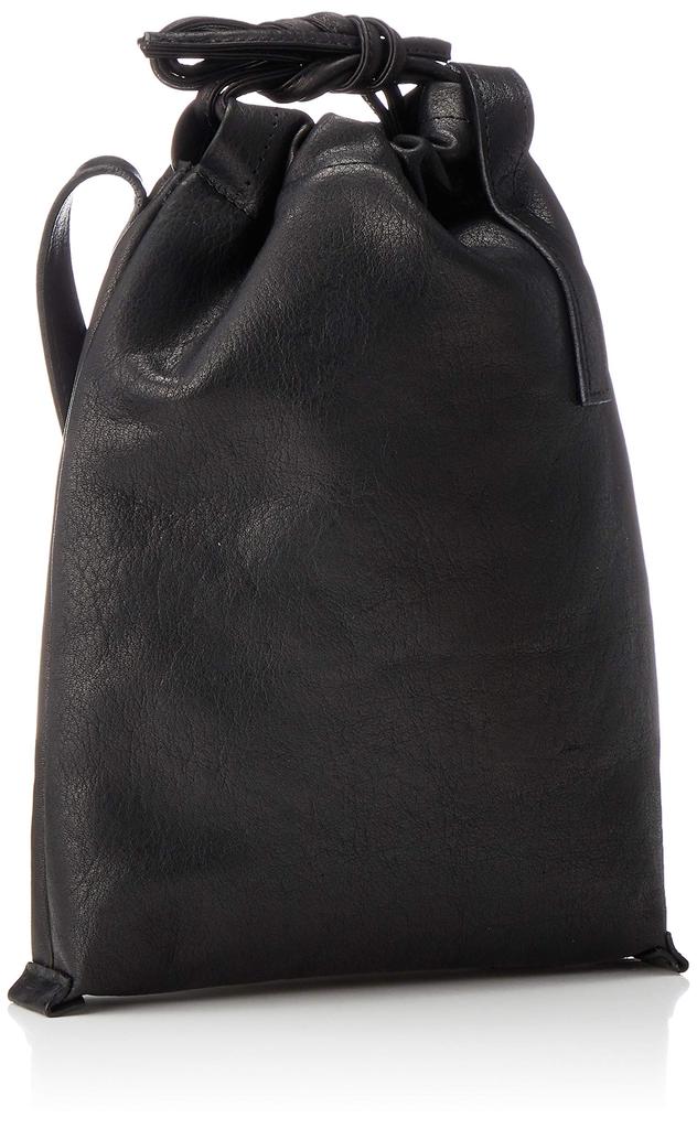 Patrick Stephan Shoulder Bag, Pochette, Drawstring Bag, Mini Shoulder Bag, Cowhide Leather, Black, 203ABG01