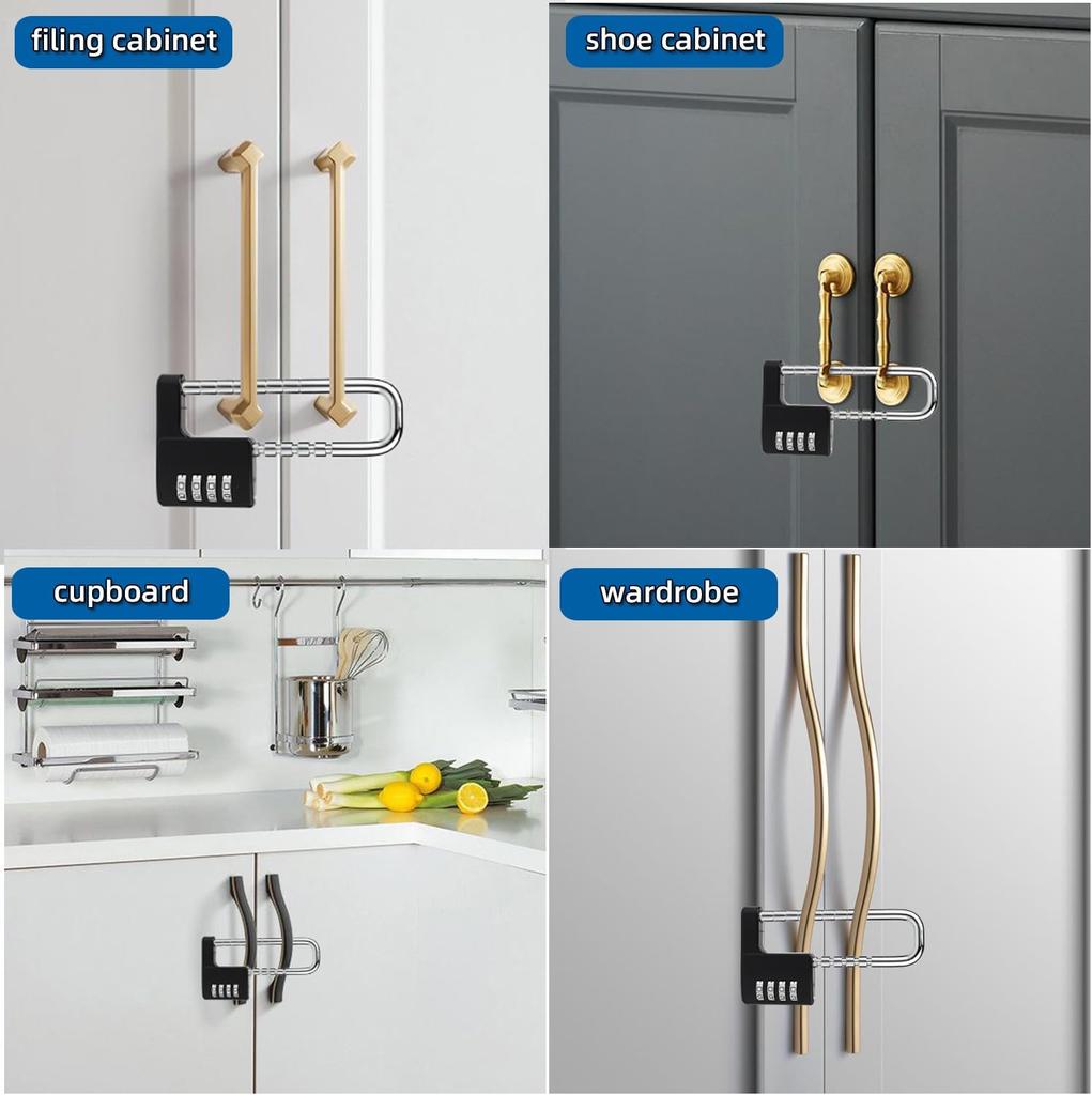 Adjustable Long Beam Code Padlock Gym School Fence Drawer Wardrobe Child Proof Sliding Code Lock Silver Black
