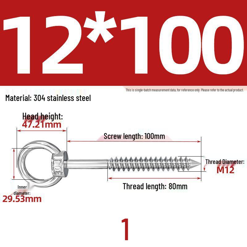 304 Stainless Steel Self-Tapping Eye Bolt with Ring Screw Hook