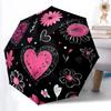 1pc Heart Flowers Pattern Automatic Umbrella Portable Home Essential Umbrella, Iron Umbrella Structure Suitable for All Seasons Yy251123117