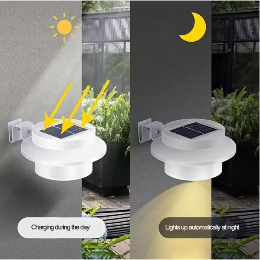 Solar Fence Lights Outdoor Solar Powered Lamps Waterproof LED Gutter Lights for Yard Garden Pathway Lighting Scene Night View