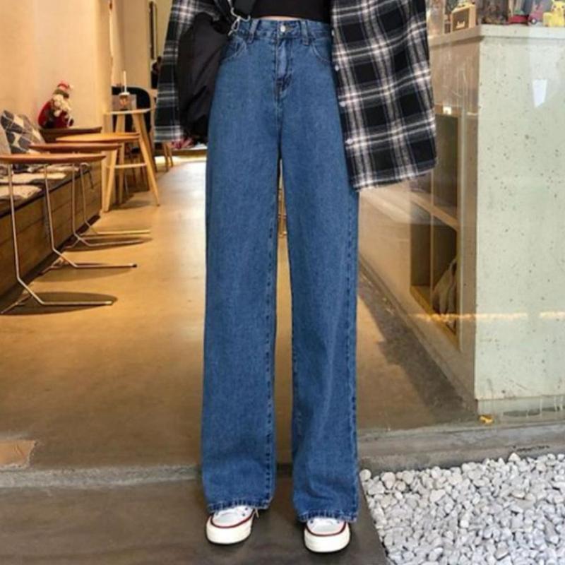 Jeans da donna Gamba larga Vita Alta Pantaloni In denim Larghi Pantaloni  lunghi dritti acquista in modo economico — spedizione gratuita, recensioni  reali con foto — Joom