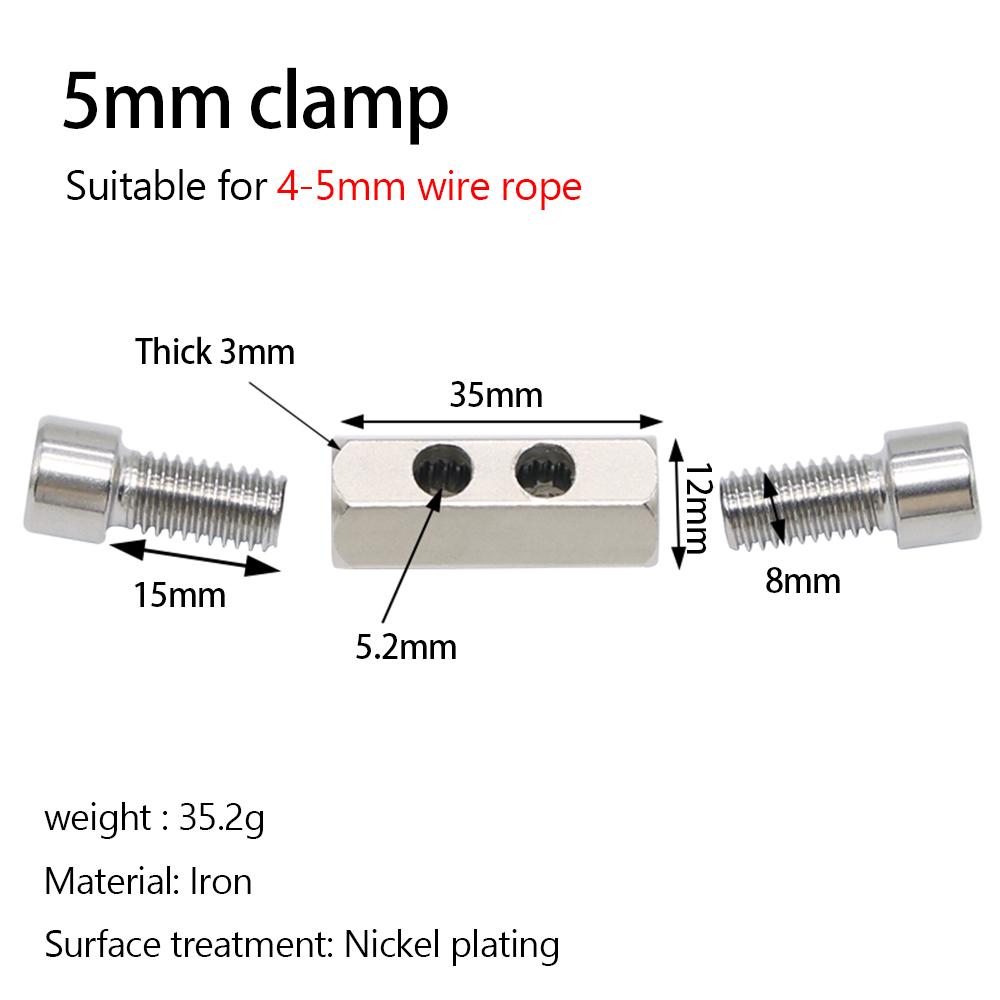 4/5/6mm Pevná ocelová lanová svorka Nastavitelný závěs Pevný kovový spojovací prvek Zámek lana 2/5 ks