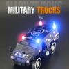 2024 New 1:24 Alloy Armored Car Truck Model Diecasts Off-road Vehicles Model Metal Police Explosion Proof Car Model Sound Light Kids Gift