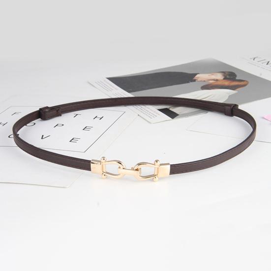 Dame Skinny Tynt Belte Par Spennedesign Midjeinnstrammer Midjebelte med Gullspenne Justerbar Lengde Imitert Skinnbelte Klestilbehør
