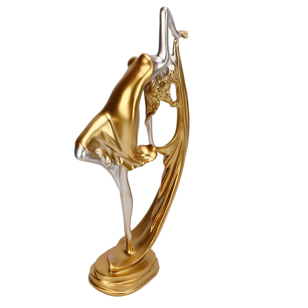Dancing Girl Statue Gold Elegant Ballet Girl Craft Ornaments for Living Room Bedroom Wine Cabinet