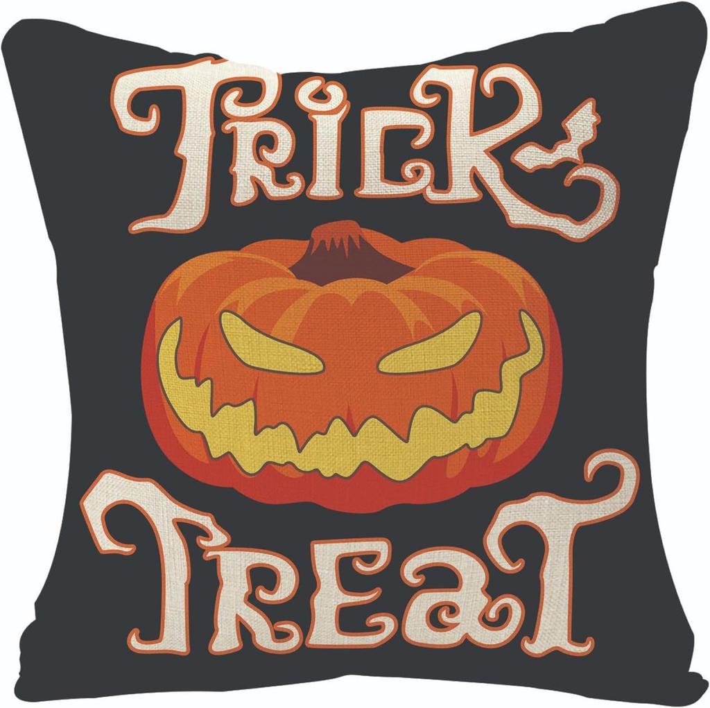 Spooky Halloween Pillows: Mummy, Skull, Trick or Treat, and Cat Eyes Designs! Sofa cushion cover, holiday party decoration, gift