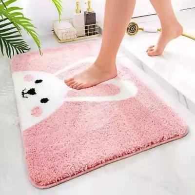 Cartoon Bear Bathroom Anti Slip Rug Pink Plush Absorbent Living Room Bedroom Hallway Non Slip Mat Home Decor