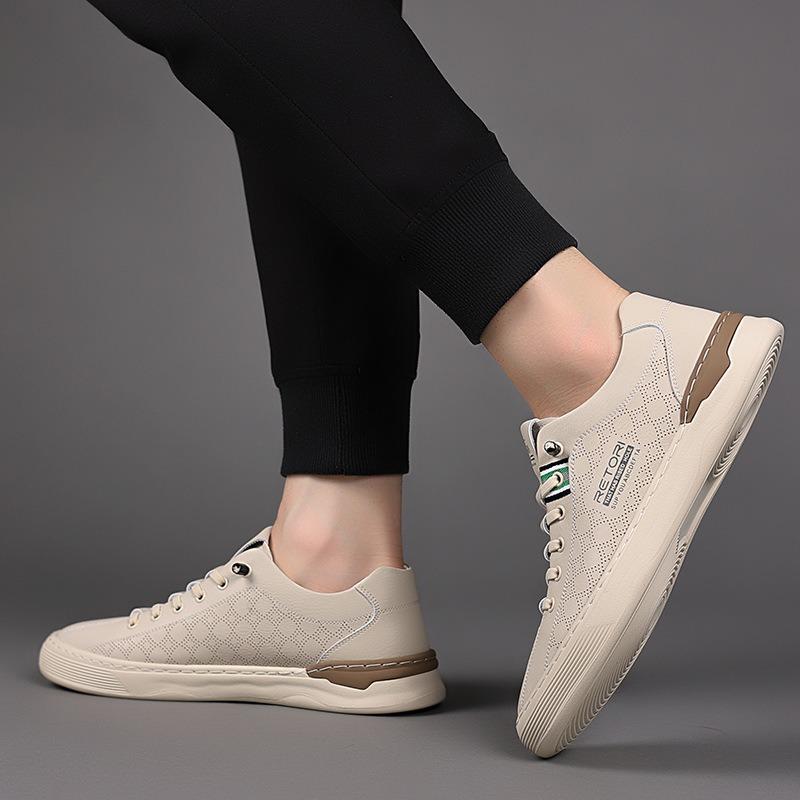 Fashion New Designer Cow Leather Platform Men's Sneakers Fashion Soft-soled Sports Board Shoes Men Spring Autumn Zapatos De Hombre