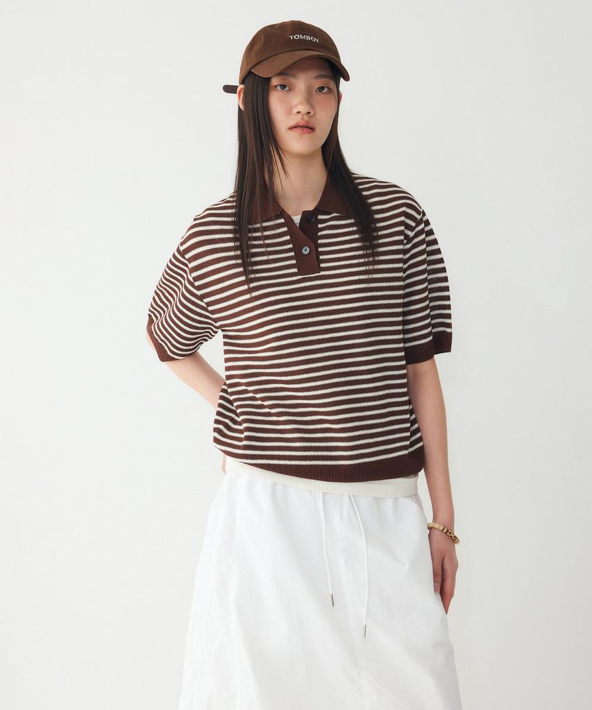 STUDIO TOMBOY Striped Collar Pullover_Brown 9176352971