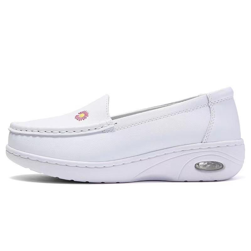 Nurse shoes leather hospital work shoes medical shoes shallow mouth soft sole breathable cowhide women s shoes 34