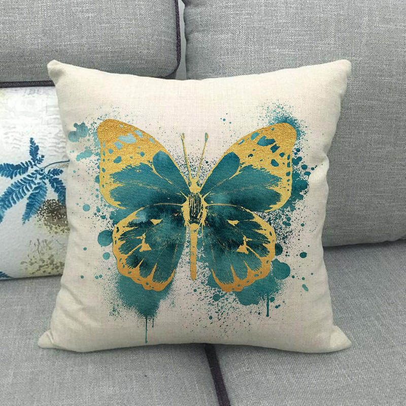 Watercolor Animal Butterfly Pattern Series Digital Printing Short Plush Pillow Covers For Sofa Office Cushion Cover Home Goods