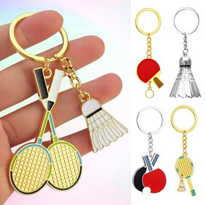 Keychain Pendant Lightweight Metal Sports Keychain Badminton Table Tennis Squash Racket Charm Key Holder