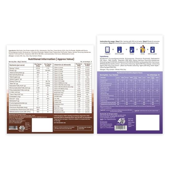 Dr. Morepen LightLife Power Combo by Dr.Morepen | Pre-Meal Mix (100 Sachets) & On-the-Go Meal (20 Sachets) | Ideal for Men & Women