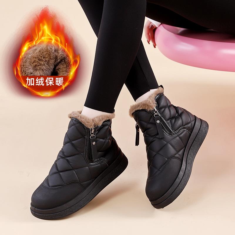 Snow boots women's 2025 new winter velvet thickened warm high-top boots platform cotton shoes snow boots DY8888