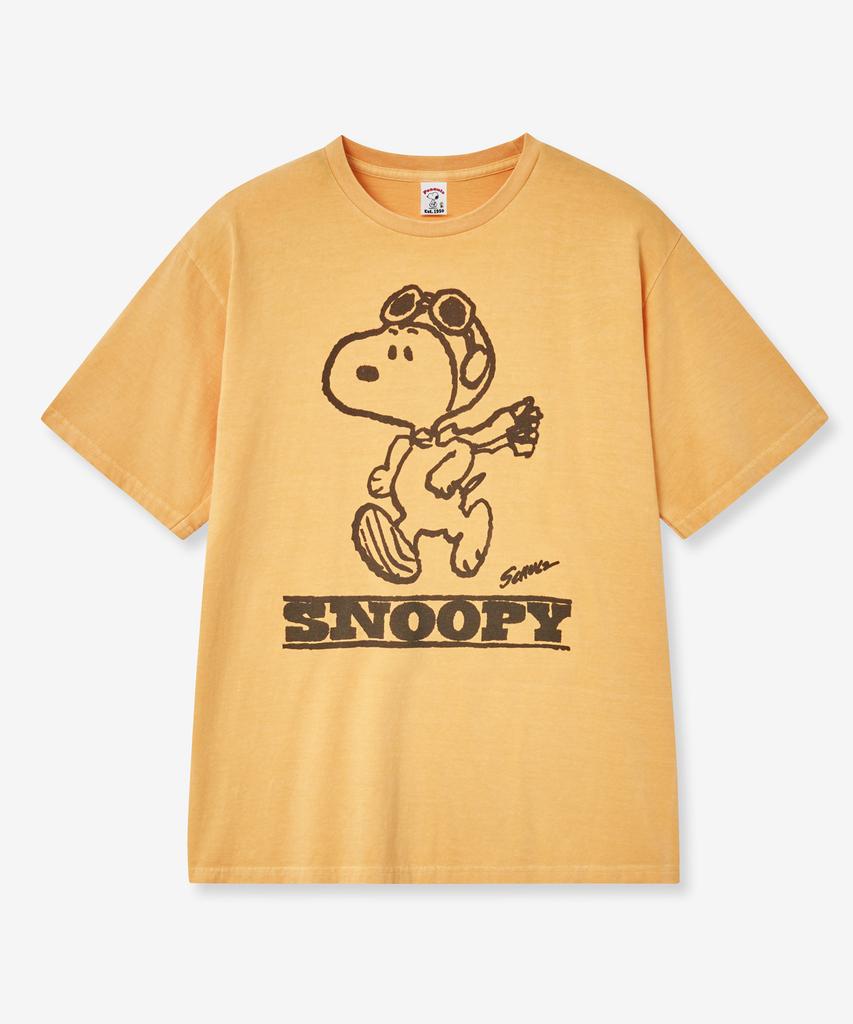 VTWO Pilot Jogging Snoopy Pigment T-Shirt (Yellow)