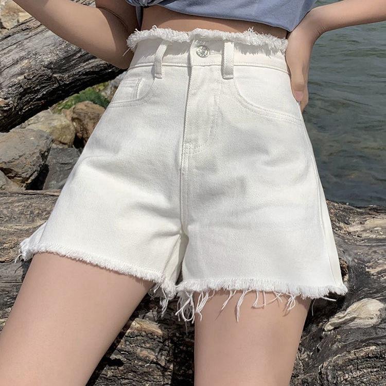 Pantaloni de vară clasici și minimalisti la modă, retro versatil, de vară pentru femei, talie înaltă, subțiri, din pânză de sac, pantaloni scurți din denim, individualitate și modernitate